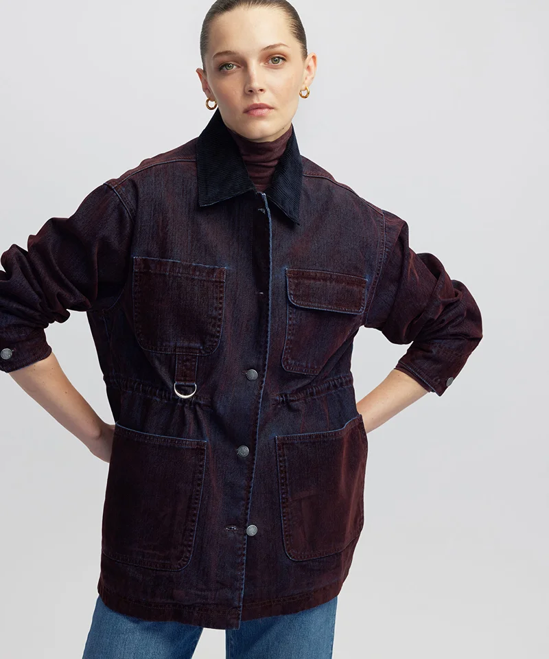 ابيكول Contrast Velvet Collar Coat